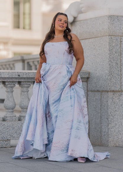 Beautiful Blue Nessa Metallic Dress Sizes 00-34 - Free Shipping