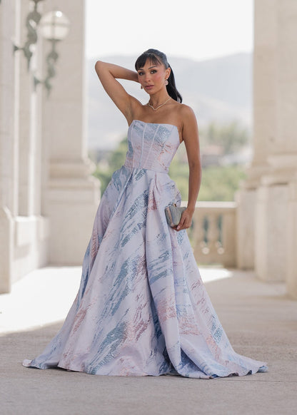 Beautiful Blue Nessa Metallic Dress Sizes 00-34 - Free Shipping