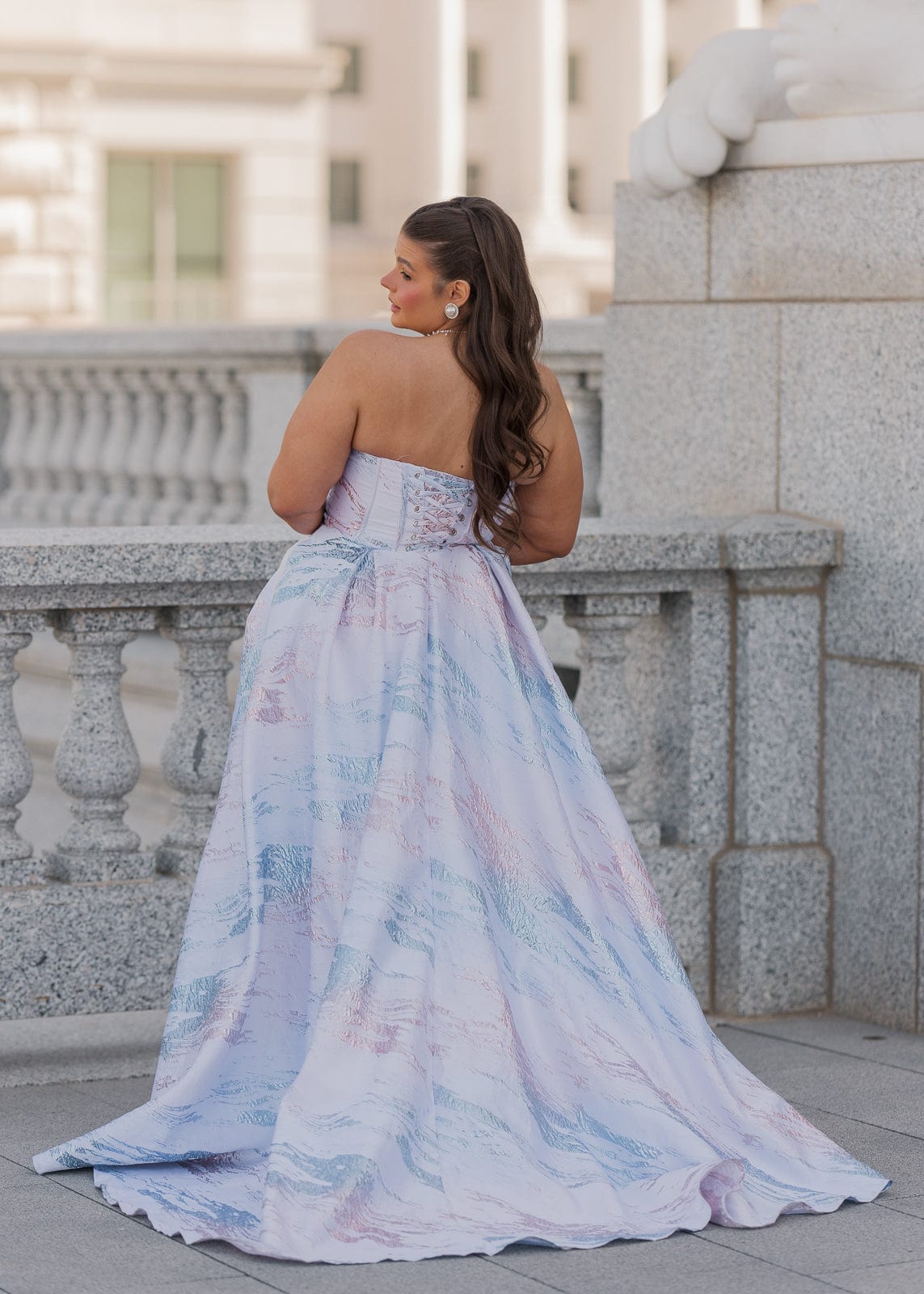Beautiful Blue Nessa Metallic Dress Sizes 00-34 - Free Shipping