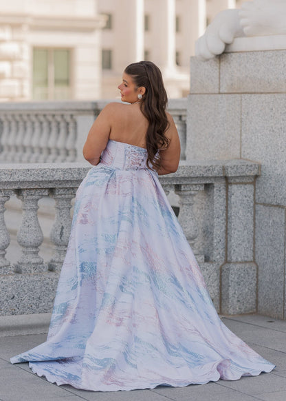 Beautiful Blue Nessa Metallic Dress Sizes 00-34 - Free Shipping