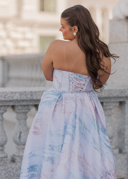 Beautiful Blue Nessa Metallic Dress Sizes 00-34 - Free Shipping