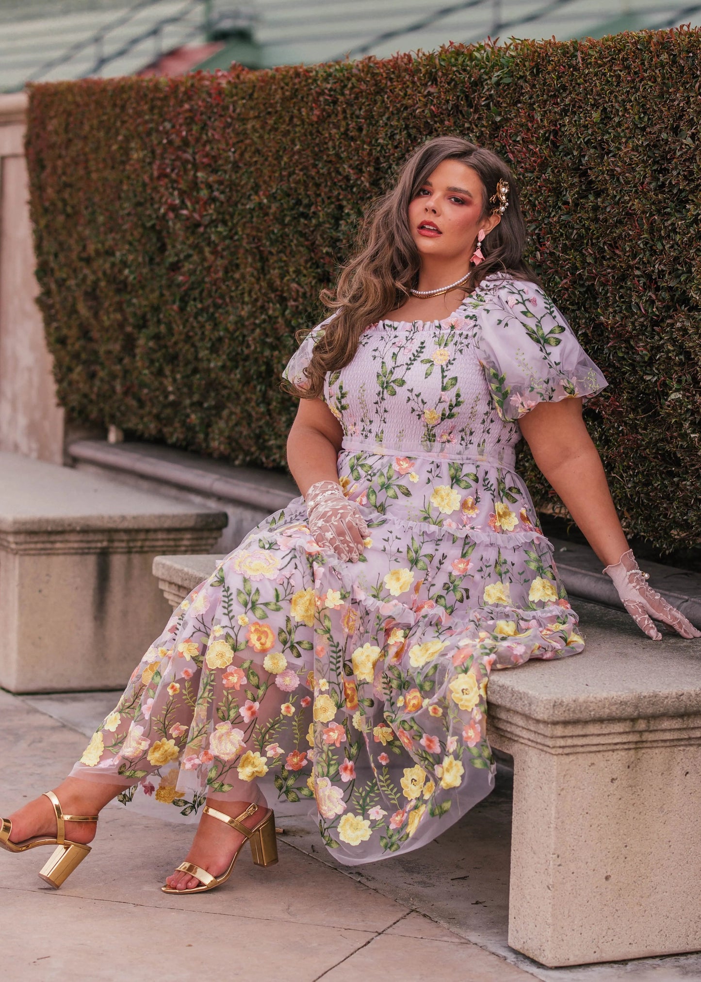 Timeless Lavender Rose Dress Midi Sizes XXS-6XL - Free Shipping