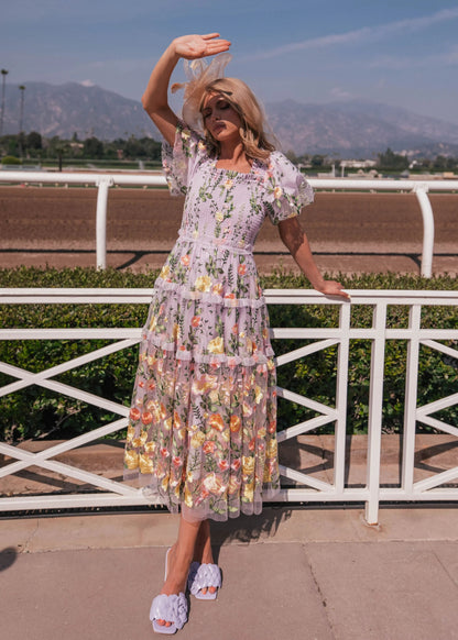 Timeless Lavender Rose Dress Midi Sizes XXS-6XL - Free Shipping