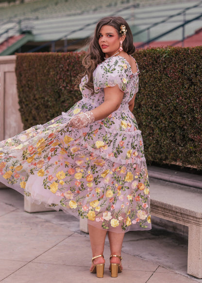 Timeless Lavender Rose Dress Midi Sizes XXS-6XL - Free Shipping