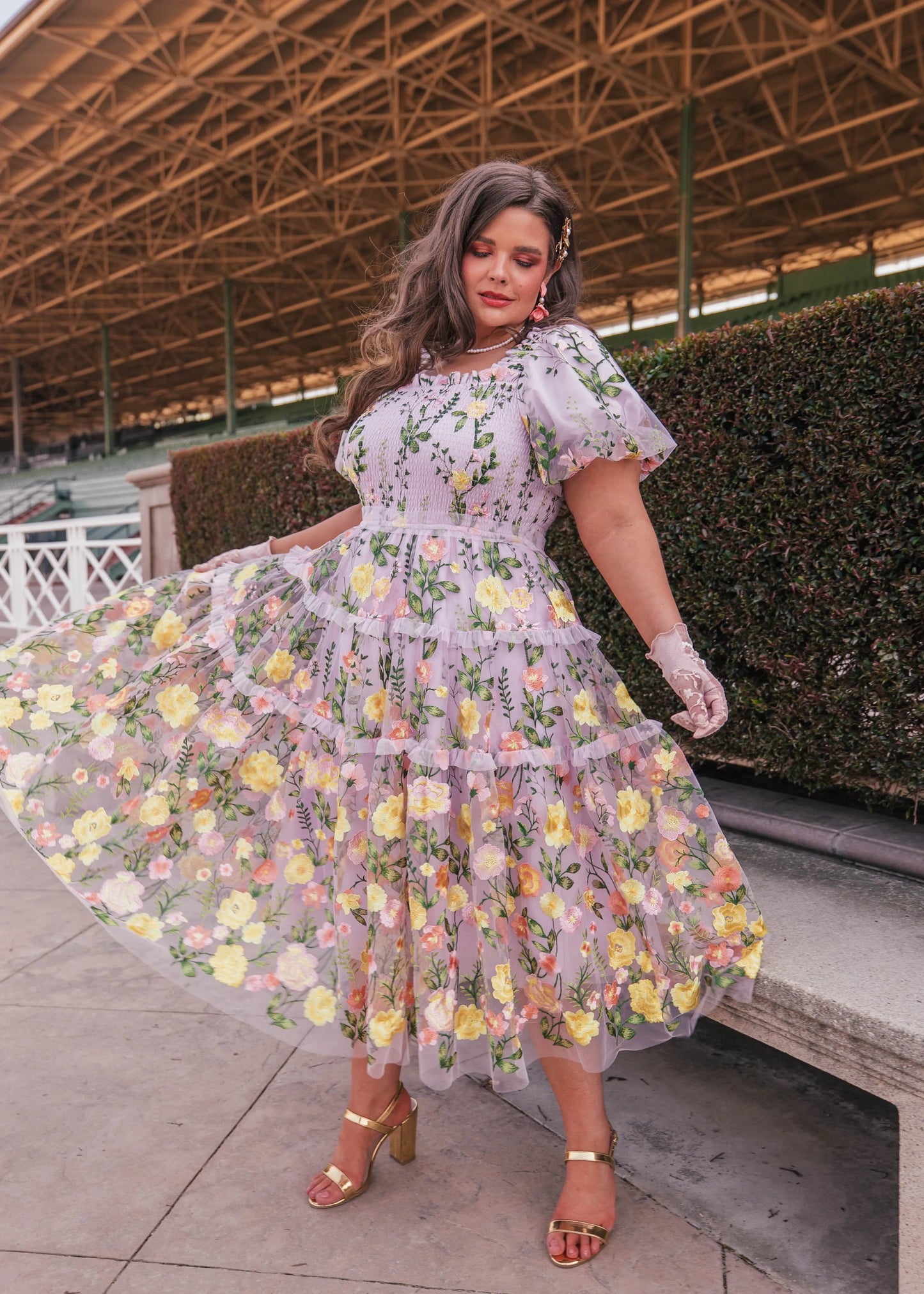 Timeless Lavender Rose Dress Midi Sizes XXS-6XL - Free Shipping