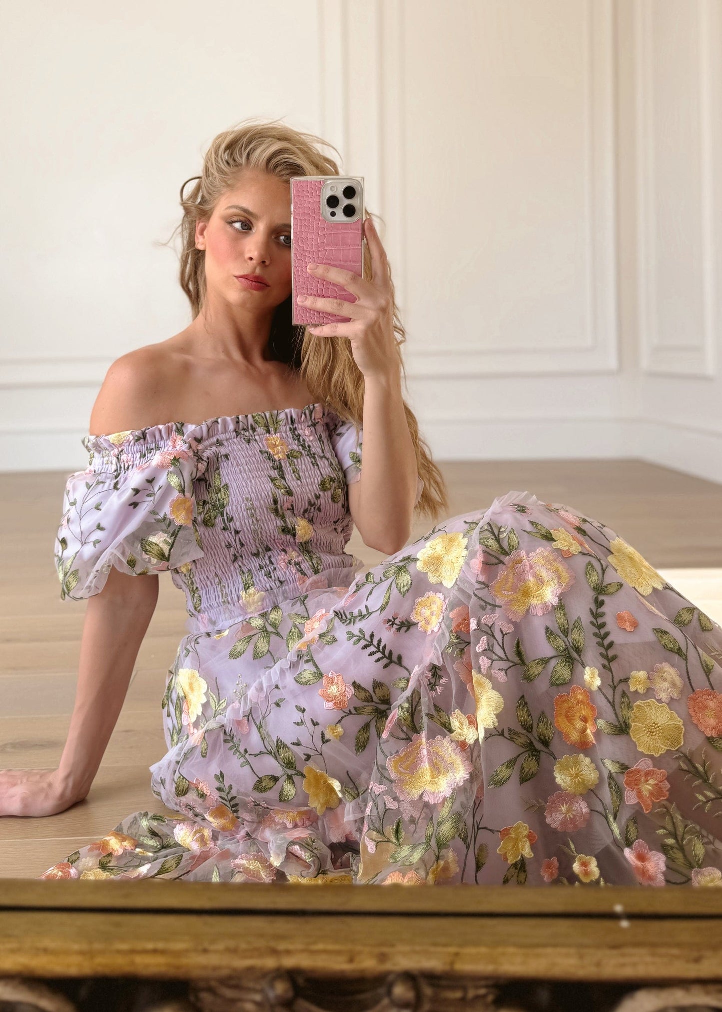 Timeless Lavender Rose Dress Midi Sizes XXS-6XL - Free Shipping