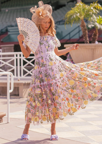 Timeless Lavender Rose Dress Midi Sizes XXS-6XL - Free Shipping