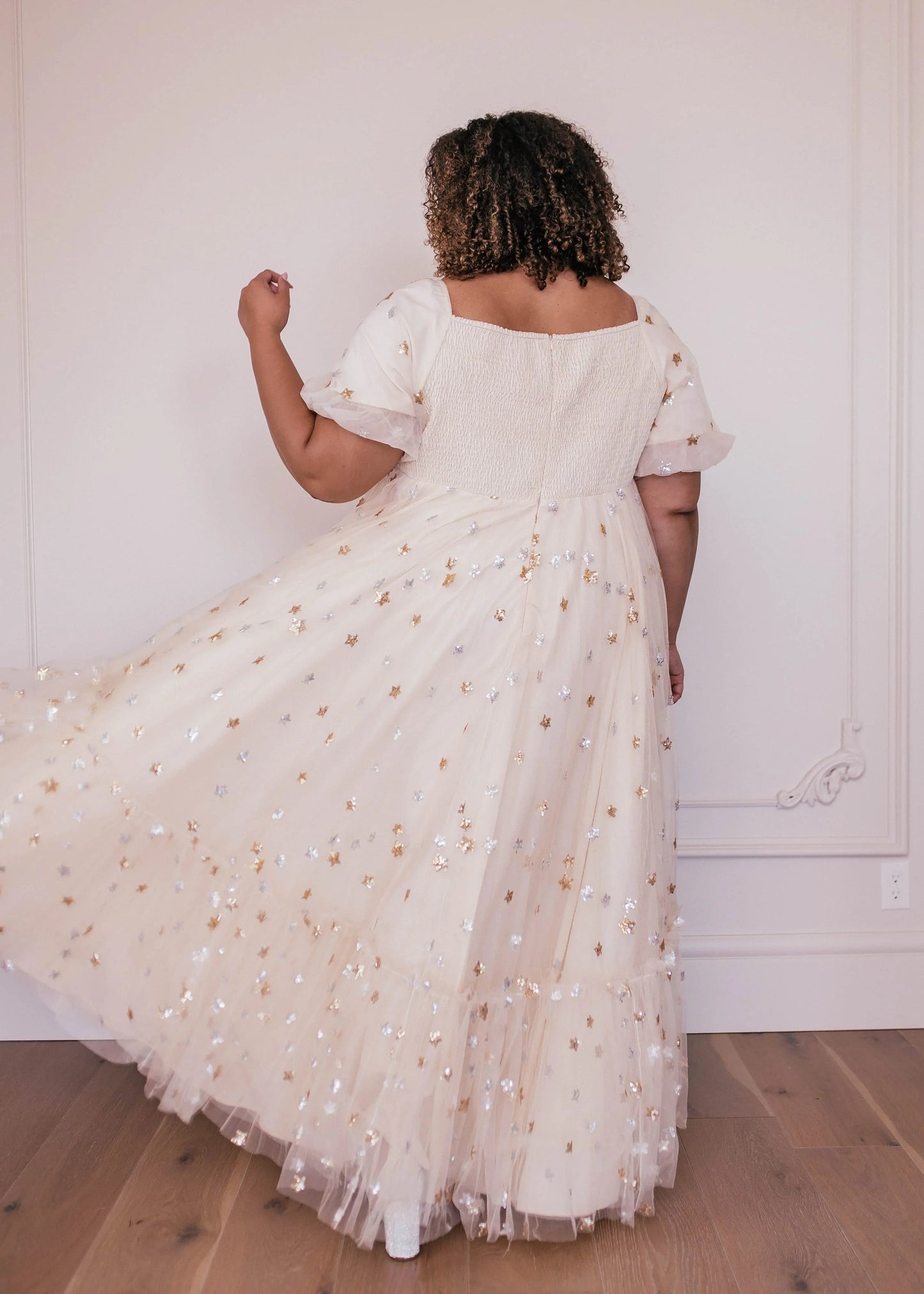 Wendy Dress Cream Star Sizes XXS-6XL - Free Shipping