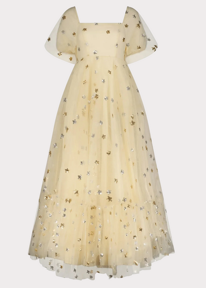 Wendy Dress Cream Star Sizes XXS-6XL - Free Shipping