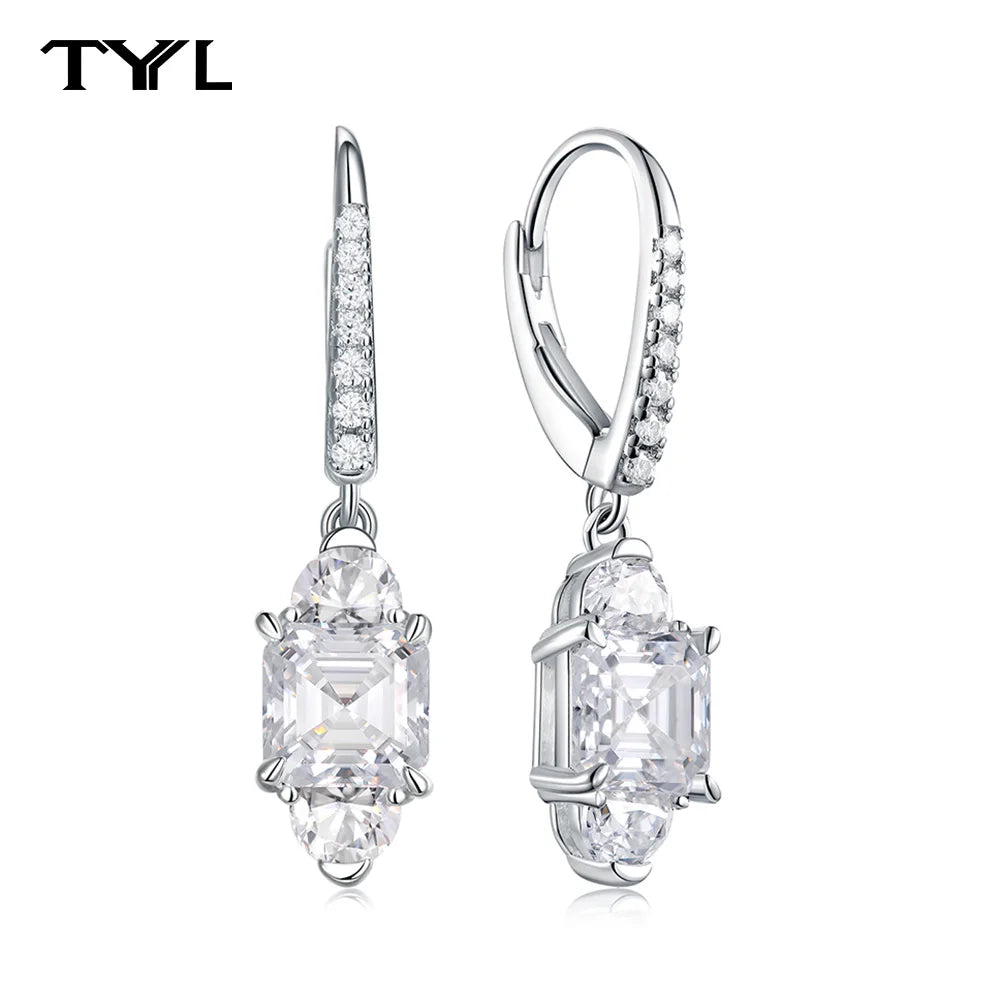 Moissanite VVS1 Drop Earrings 18K Gold Plated 925 Sterling Round Pear Square - Free Shipping
