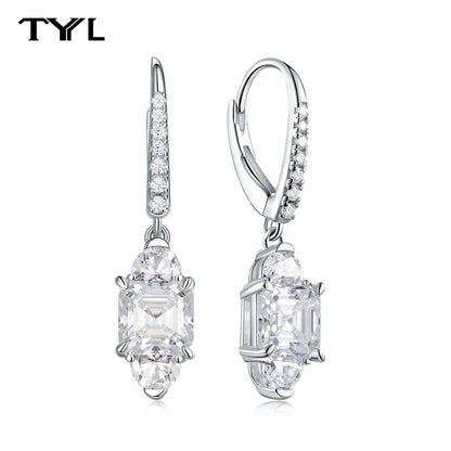Moissanite VVS1 Drop Earrings 18K Gold Plated 925 Sterling Round Pear Square - Free Shipping