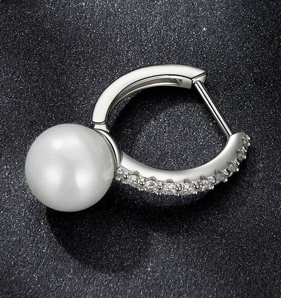 Moissanite Pearl Drop Earrings 925 Sterling Silver Shell Hoop - Free Shipping