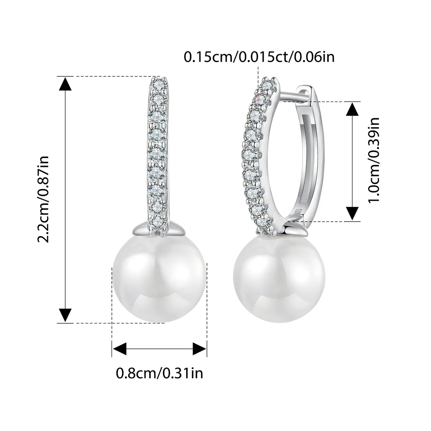 Moissanite Pearl Drop Earrings 925 Sterling Silver Shell Hoop - Free Shipping
