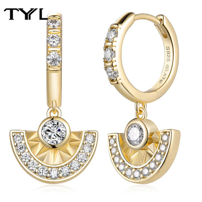 Moissanite VVS1 Drop Earrings 18K Gold Plated 925 Sterling Round Pear Square - Free Shipping