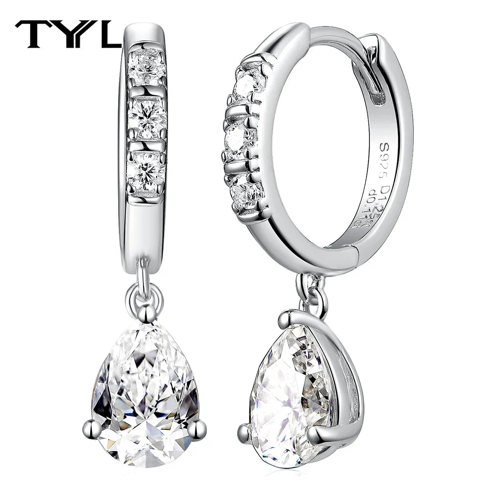 Moissanite VVS1 Drop Earrings 18K Gold Plated 925 Sterling Round Pear Square - Free Shipping