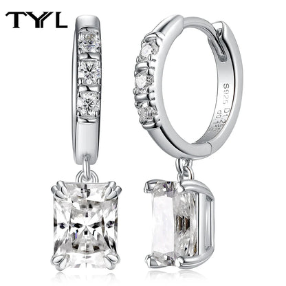 Moissanite VVS1 Drop Earrings 18K Gold Plated 925 Sterling Round Pear Square - Free Shipping