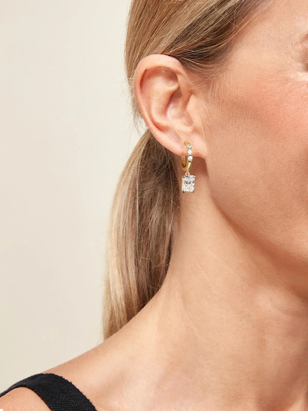 Moissanite VVS1 Drop Earrings 18K Gold Plated 925 Sterling Round Pear Square - Free Shipping