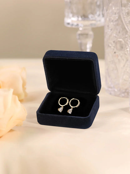 Moissanite VVS1 Drop Earrings 18K Gold Plated 925 Sterling Round Pear Square - Free Shipping