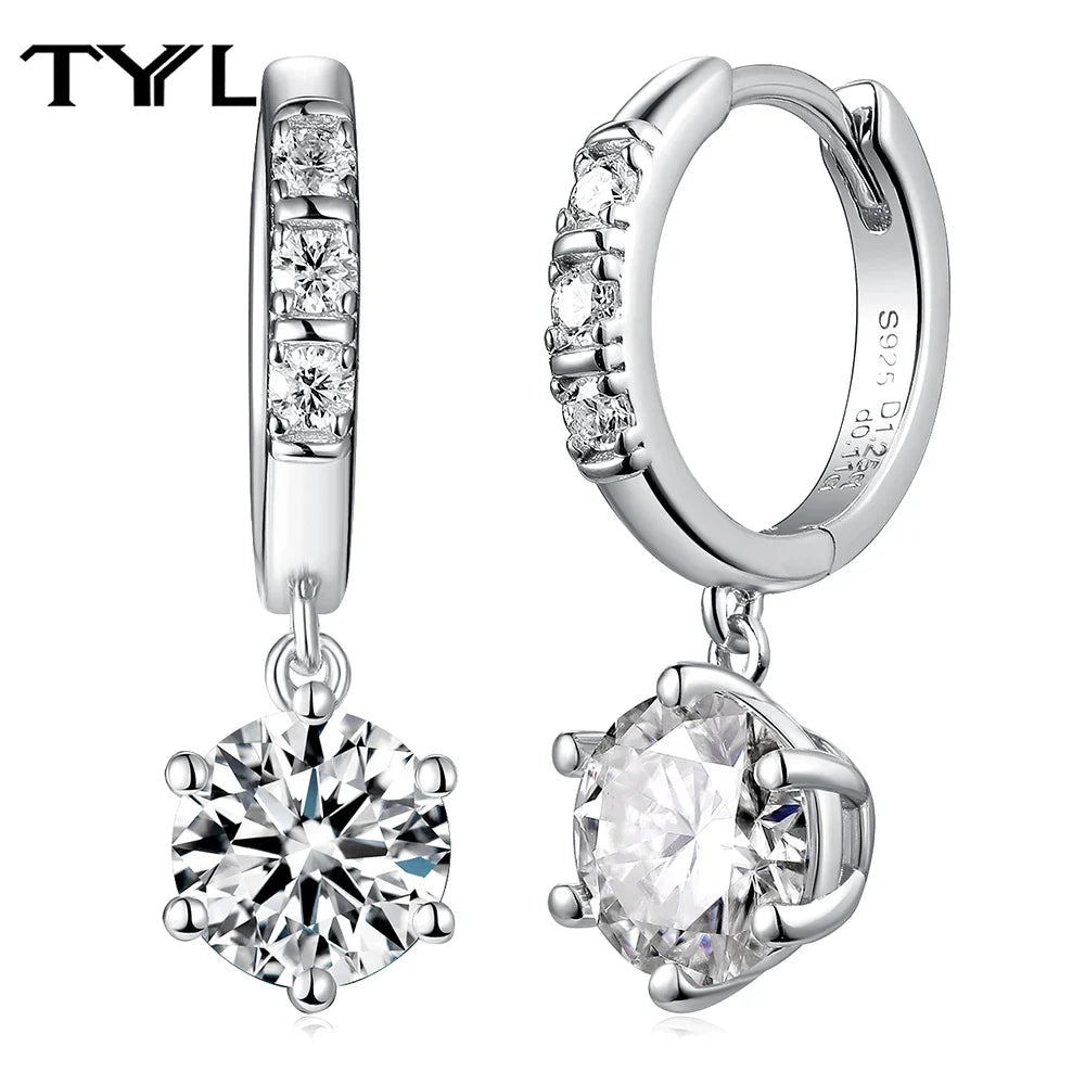 Moissanite VVS1 Drop Earrings 18K Gold Plated 925 Sterling Round Pear Square - Free Shipping