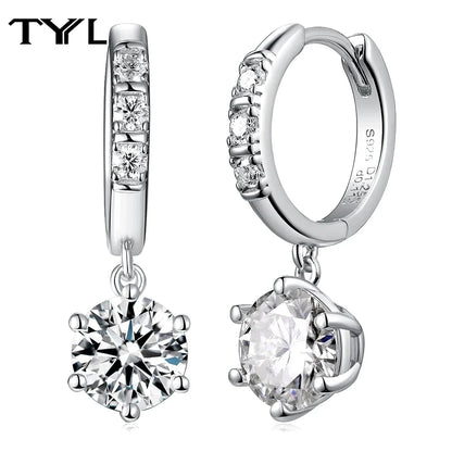 Moissanite VVS1 Drop Earrings 18K Gold Plated 925 Sterling Round Pear Square - Free Shipping