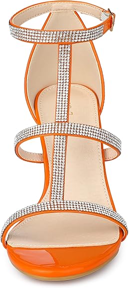 Glamorous Rhinestone Ankle T- Strap Open Toe Stiletto High Heels Sandals - Free Shipping