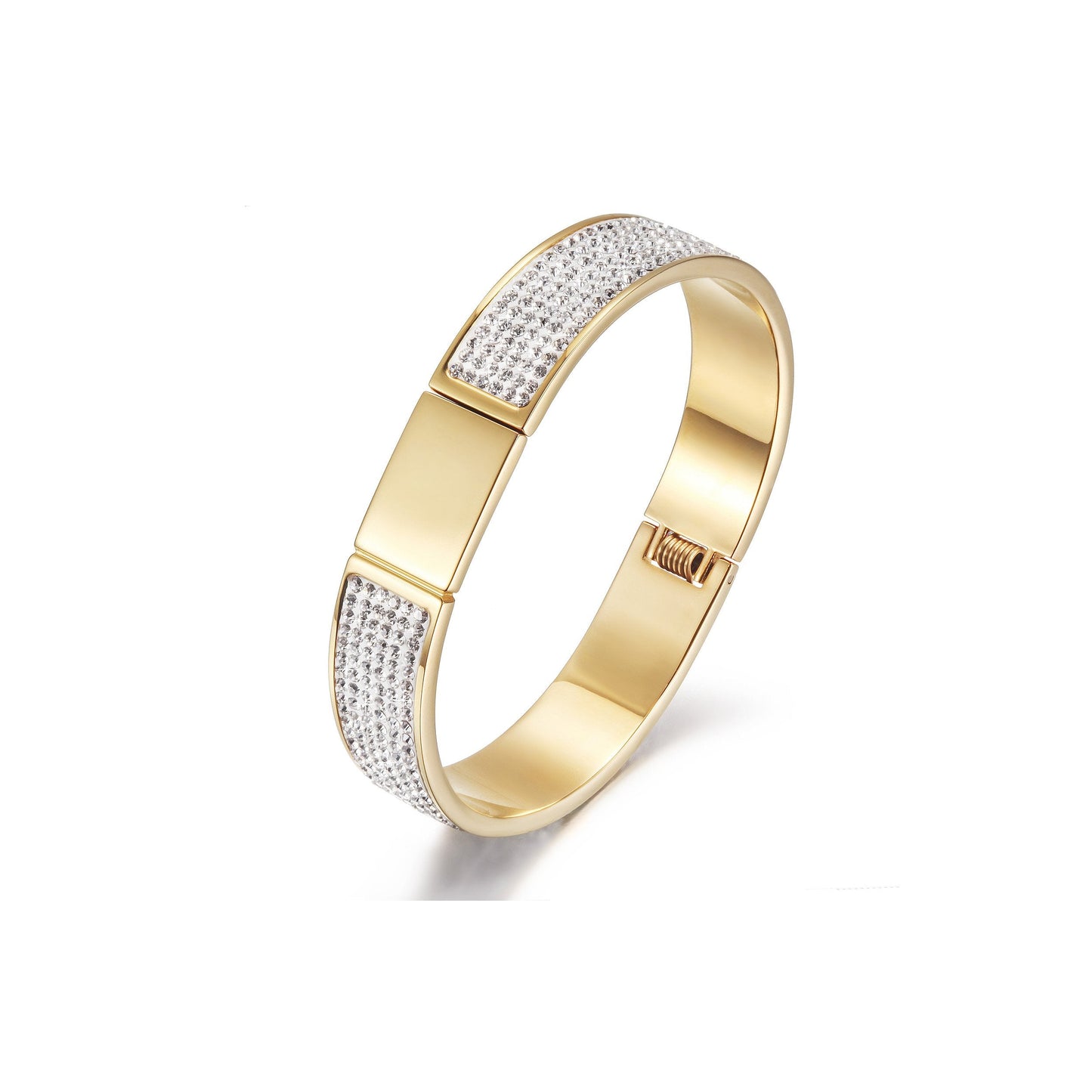 Pave Crystal Gold Bangle Bracelet Women Elegant Sparkle - Free Shipping