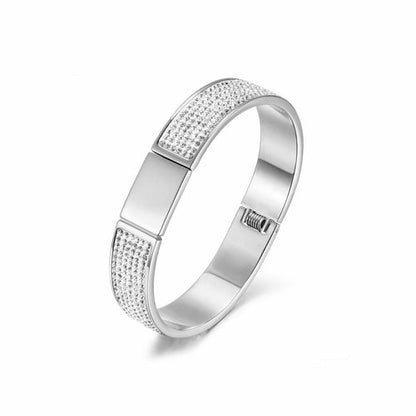 Pave Crystal Gold Bangle Bracelet Women Elegant Sparkle - Free Shipping