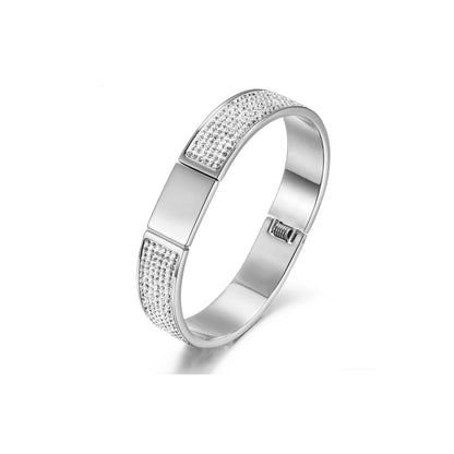 Pave Crystal Gold Bangle Bracelet Women Elegant Sparkle - Free Shipping