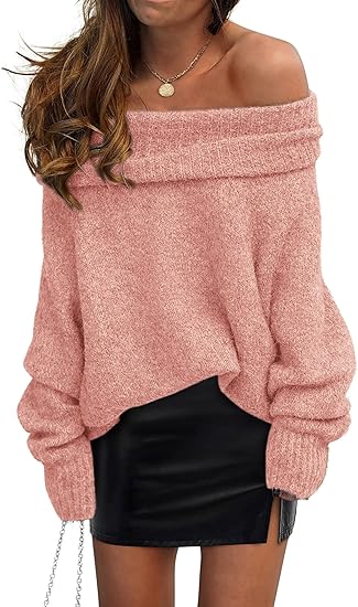 Cozy Off-Shoulder Long Sleeve Knit Ribbed Hem Sweater Top – Free Shipping