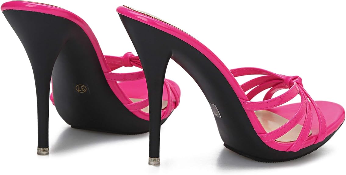 Chic Strappy Open-Toe Slip-On Stiletto High Heel Mule Sandals – Free Shipping