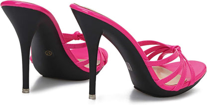 Chic Strappy Open-Toe Slip-On Stiletto High Heel Mule Sandals – Free Shipping