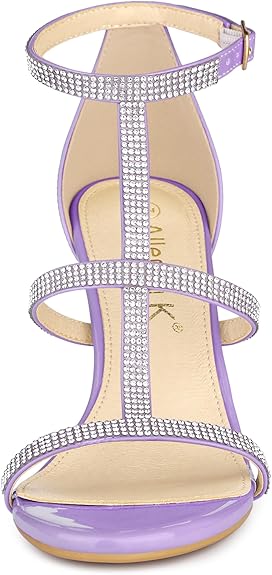 Glamorous Rhinestone Ankle T- Strap Open Toe Stiletto High Heels Sandals - Free Shipping