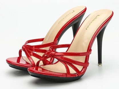 Chic Strappy Open-Toe Slip-On Stiletto High Heel Mule Sandals – Free Shipping