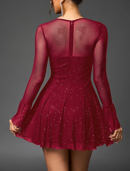 Chic Black Sweetheart Cut-out Lace Long Sleeve Short Mini Dress - Free Shipping