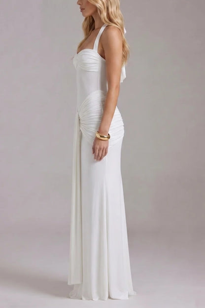 Stunning Ruched Halter Mesh Illusion Mermaid Bodycon Dress - Free Shipping