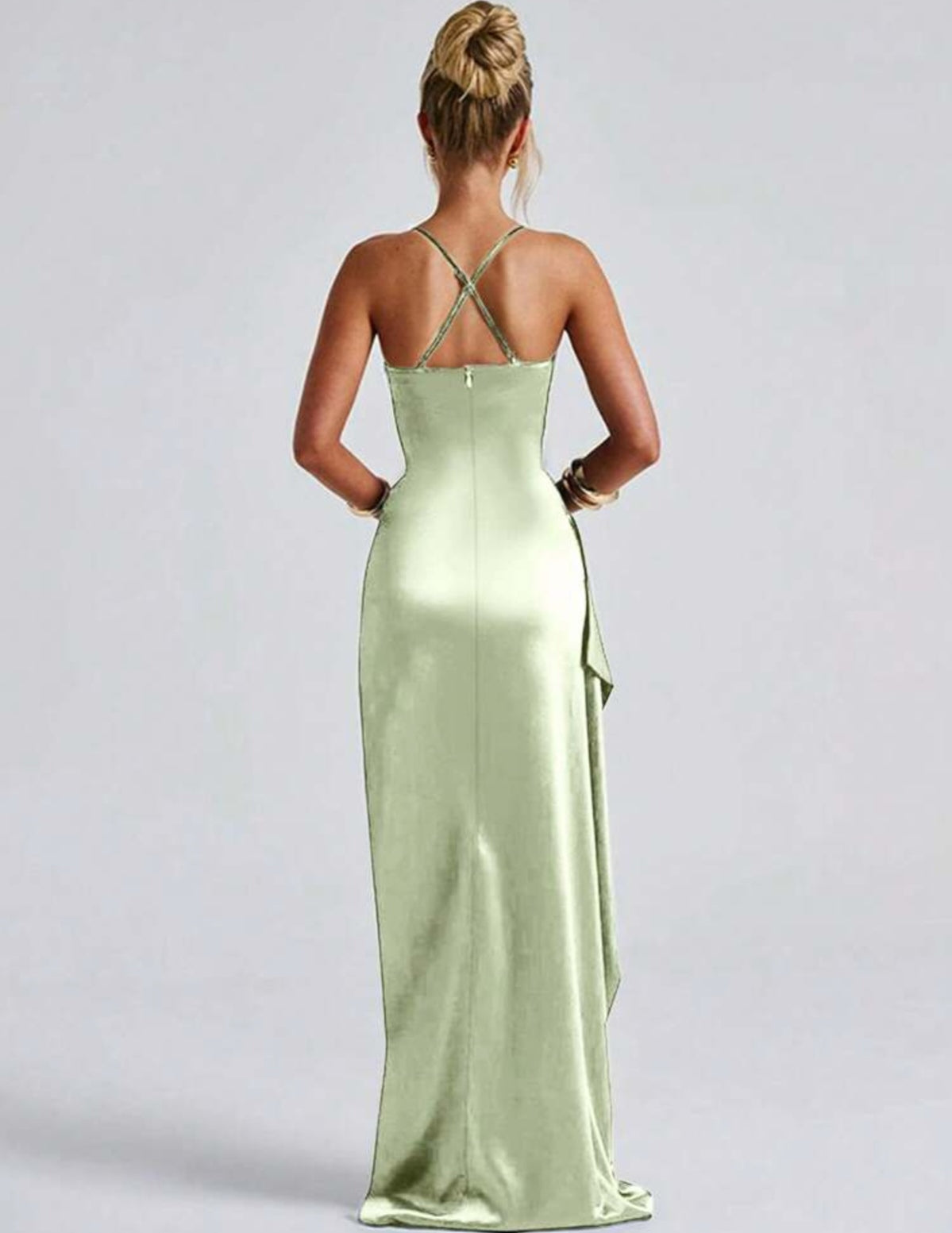Stunning Ruched Strap High Slit Maxi Dress - Free Shipping