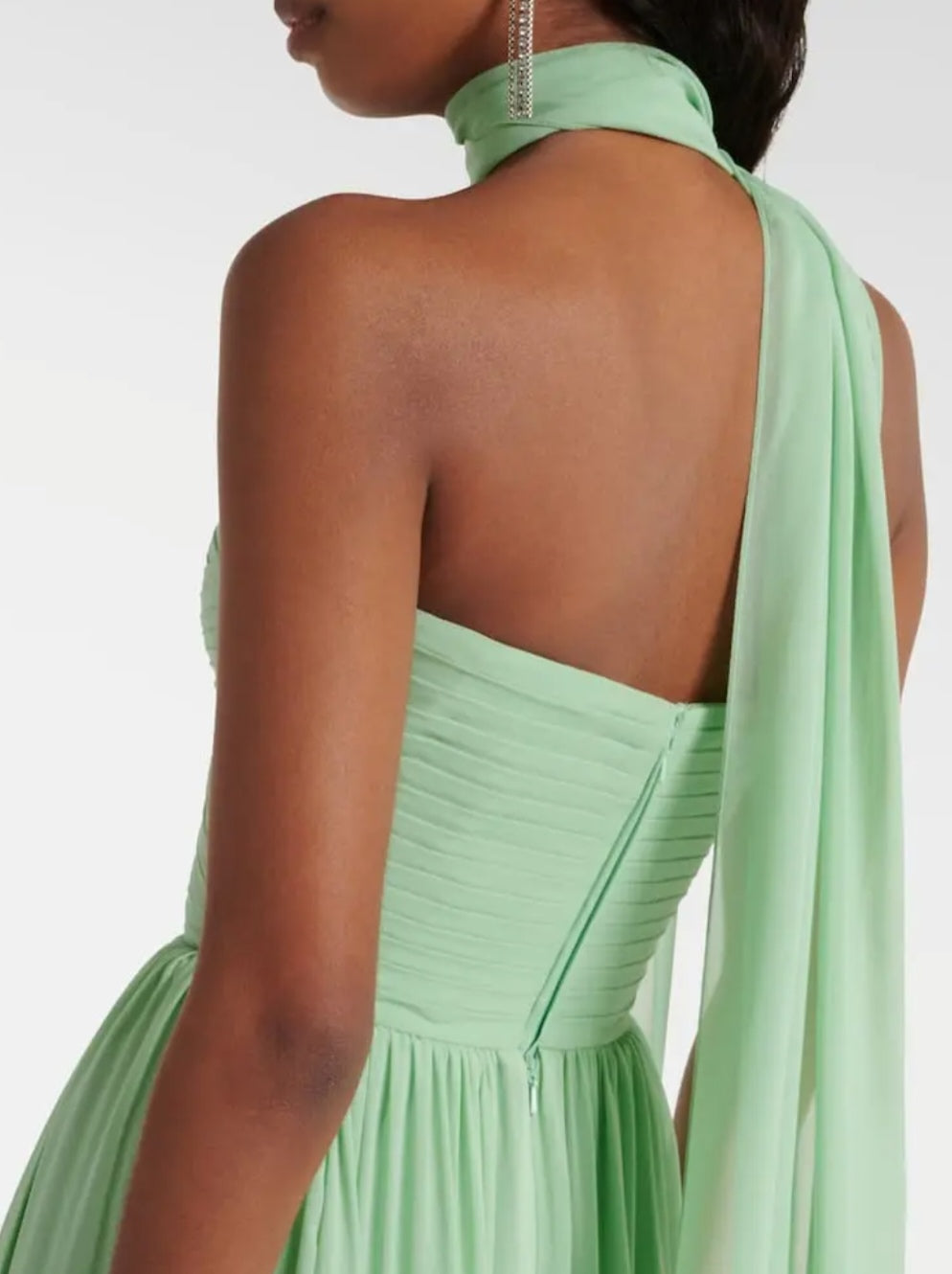 Stunning Strapless Scarf-Neck Pleated Maxi Dress-Free Shipping