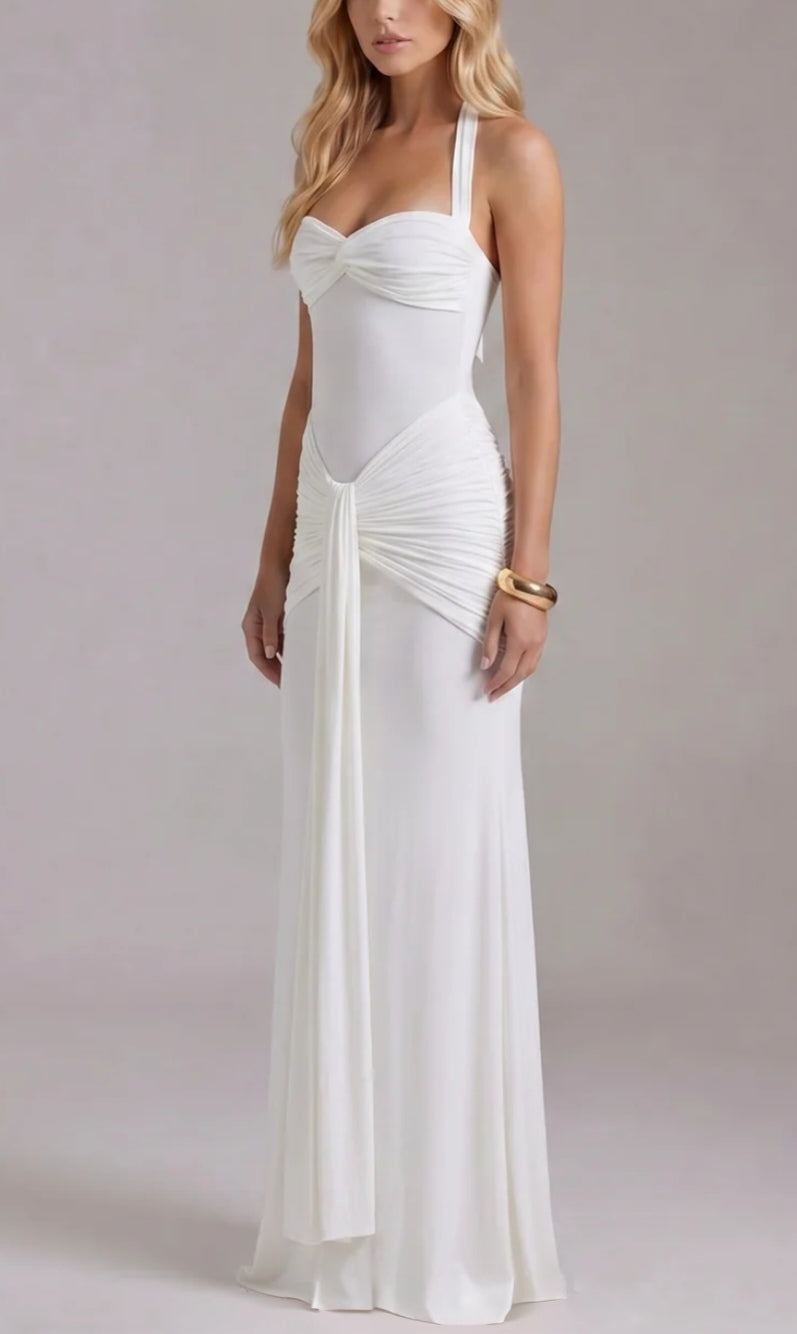 Stunning Ruched Halter Mesh Illusion Mermaid Bodycon Dress - Free Shipping