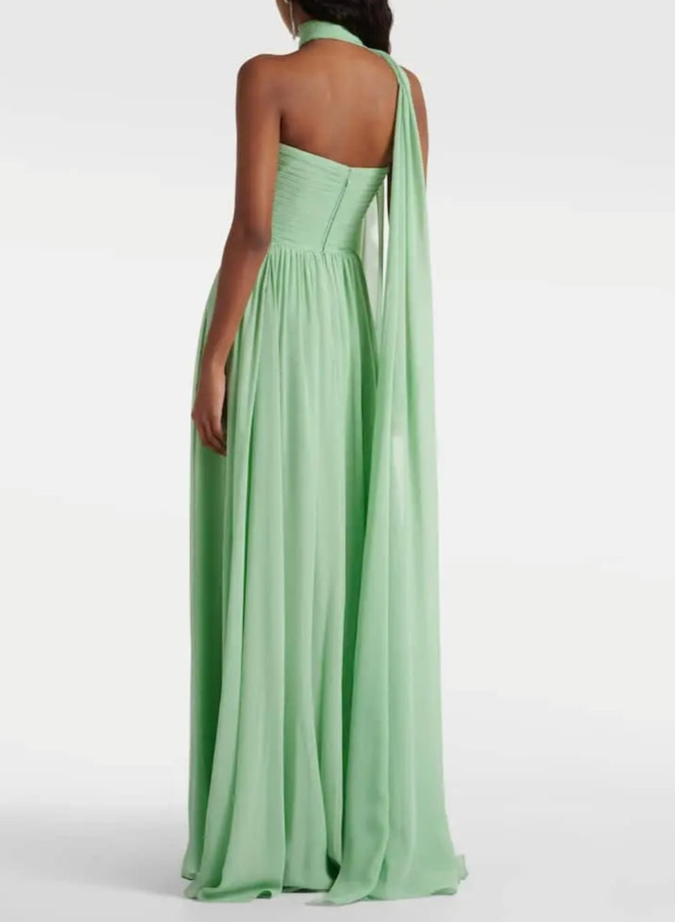 Stunning Strapless Scarf-Neck Pleated Maxi Dress-Free Shipping