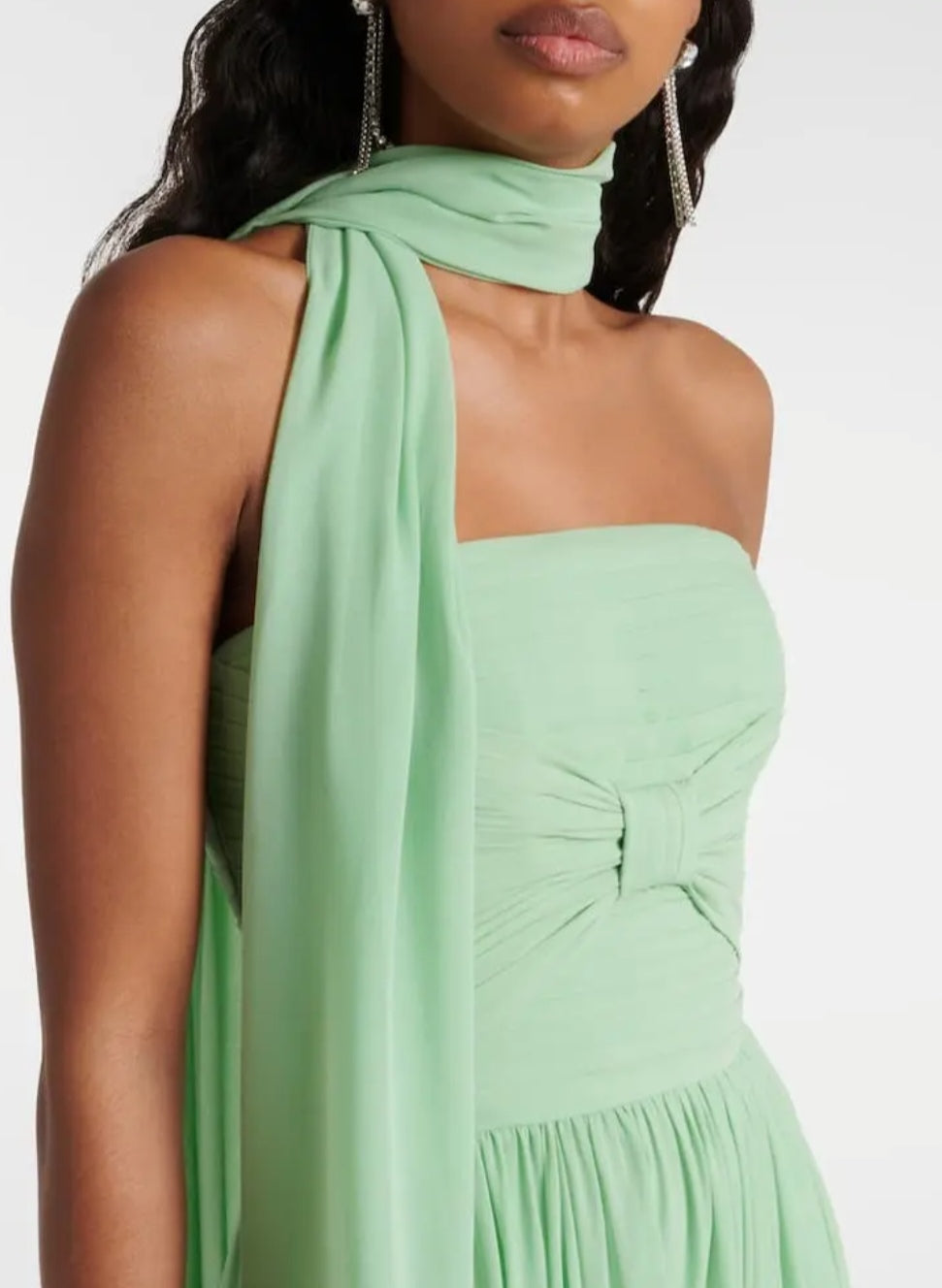 Stunning Strapless Scarf-Neck Pleated Maxi Dress-Free Shipping