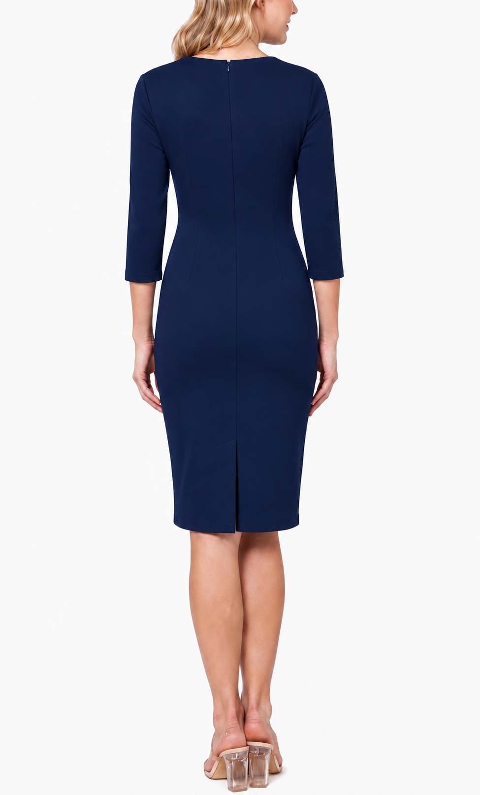 Refined Ruched Three-Quarter Sleeve Slit Bodycon Midi Dress-Free Shipping