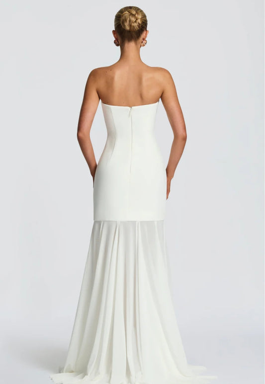 Sophisticated Strapless Slit Scarf Neck Bodycon Maxi Dress-Free Shipping
