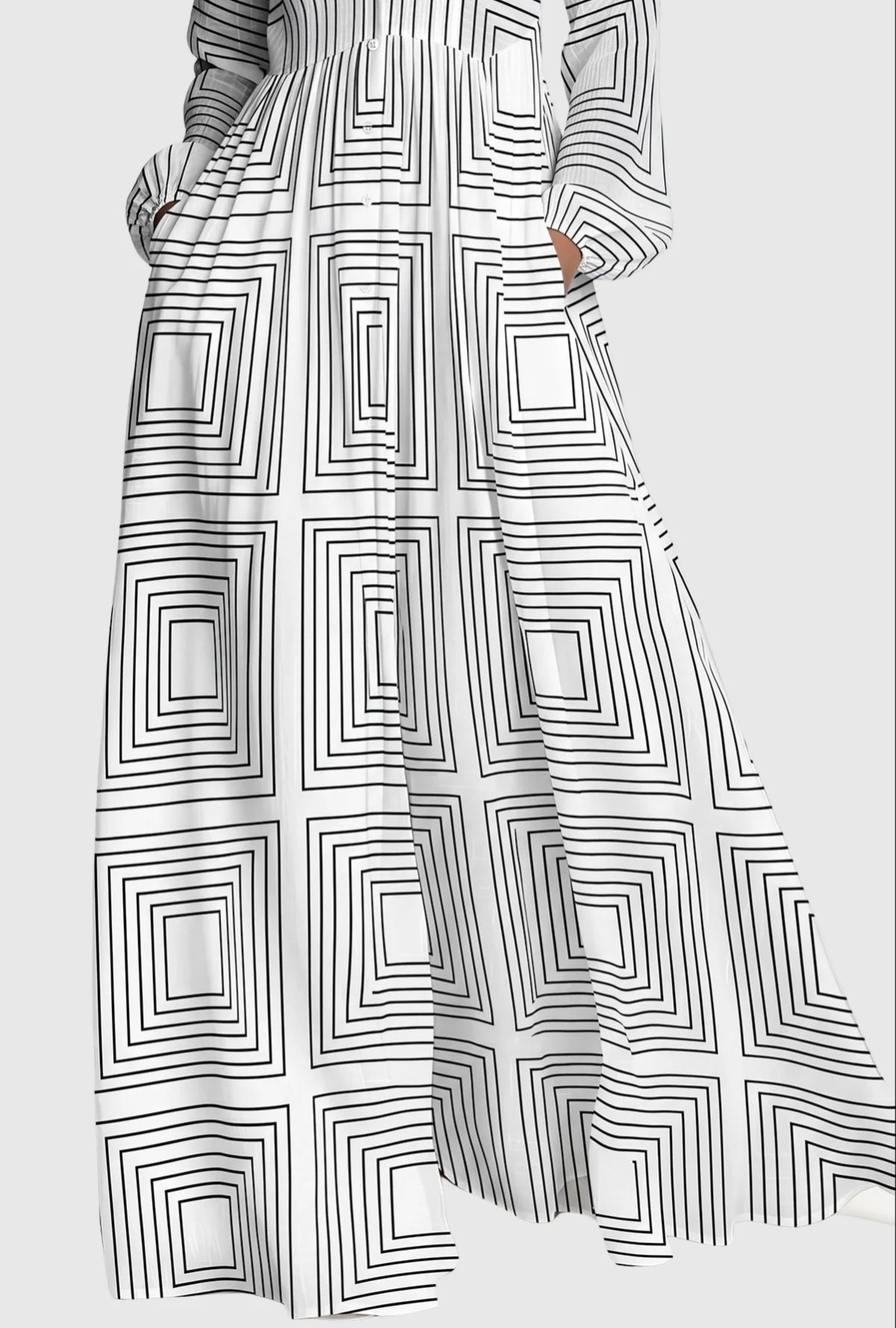Vibrant Printed Buttoned Long Sleeve Flowy Maxi Dress-Free Shipping
