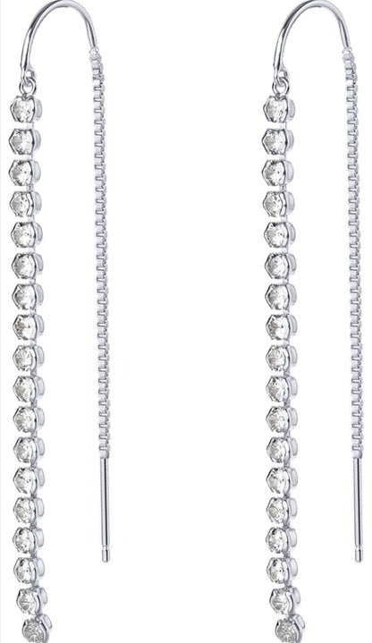 Elegant Dangle Drop Cubic Zirconia 14K GP Push Back Threader Earrings –  Free Shipping