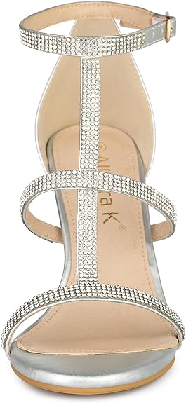 Glamorous Rhinestone Ankle T- Strap Open Toe Stiletto High Heels Sandals - Free Shipping