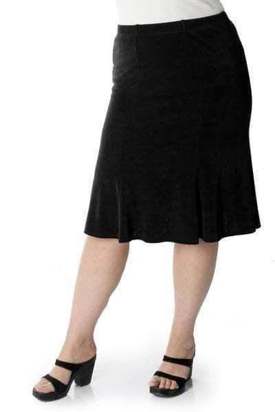 Chic Plus Size Black Knee-Length Flared Skirt - Free Shipping
