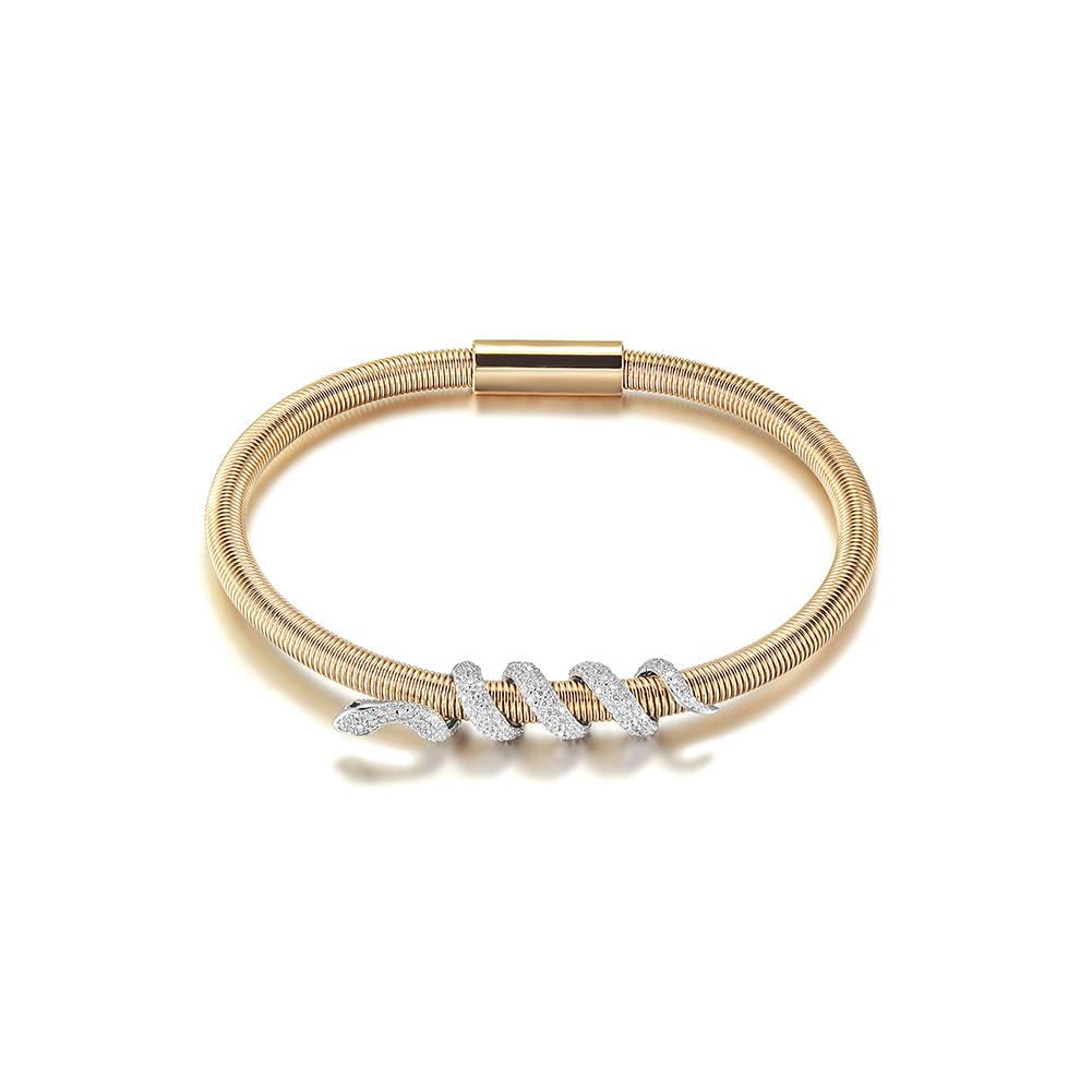 Snake Coiled Bangle Bracelet Gold Plated Crystal Accents - Free Shipping