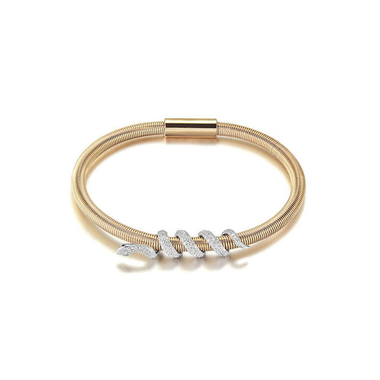 Snake Coiled Bangle Bracelet Gold Plated Crystal Accents - Free Shipping