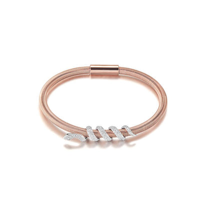 Snake Coiled Bangle Bracelet Gold Plated Crystal Accents - Free Shipping