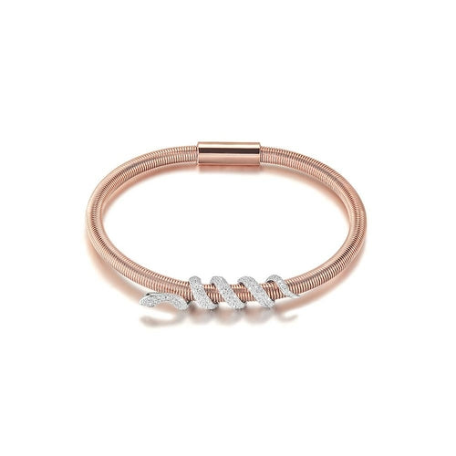 Snake Coiled Bangle Bracelet Gold Plated Crystal Accents - Free Shipping